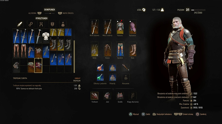 Ekwipunek w Wiedźminie 3. - Na tym polu przegrał nawet Wiedźmin 3 - dlaczego rozwój postaci i ekwipunek to dla mnie najważniejsze elementy RPG - dokument - 2025-05-12