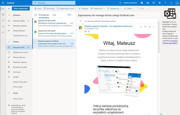 Interfejs jest klasyczny do bólu. Bez trudu każdy się tu odnajdzie. - Najlepsza darmowa poczta e-mail 2021 - dokument - 2021-12-08