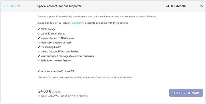 Ponad „stówka” za miesiąc korzystania z poczty e-mail. Warto, ale tylko jeśli wysyłacie ściśle tajne wiadomości. - Najlepsza darmowa poczta e-mail 2021 - dokument - 2021-12-08