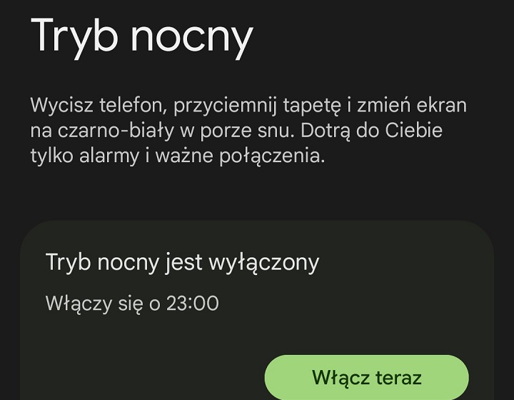 Drobne zmiany w trybie nocnym są dla mnie jednymi z najważniejszych. Źródło: własne - Android 13 - wszystko co trzeba wiedzieć o nowym systemie - dokument - 2022-09-28