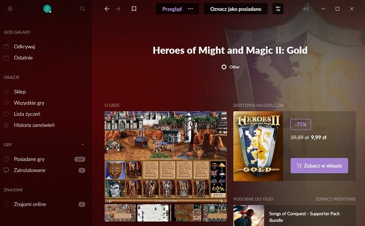 Wiele starych klasyków, w tym tych z ery DOS-a znajdziecie w sklepie GOG. Źródło: własne - Jak uruchomić stare gry komputerowe na nowym sprzęcie? - dokument - 2022-10-12