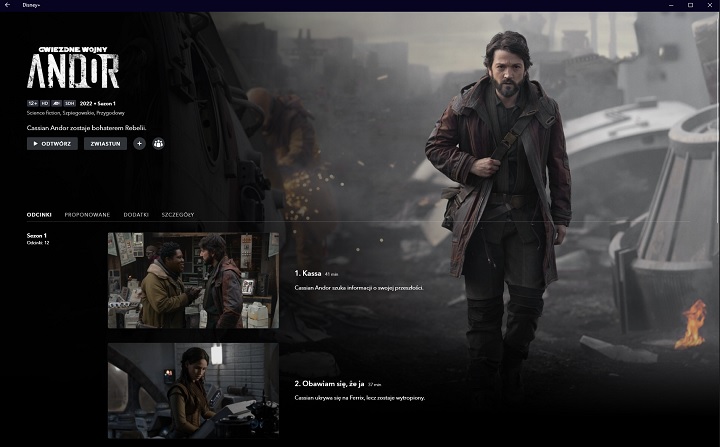 VOD w 4K da się oglądać wyłącznie za pośrednictwem aplikacji na TV. Na PC dostępne jest maksymalnie Full HD – w niektórych przypadkach trzeba się nakombinować, aby i do tej rozdzielczości uzyskać dostęp. Źródło: własne - Światłowód daje nowe możliwości - jak wykorzystać szybki internet - dokument - 2022-11-28