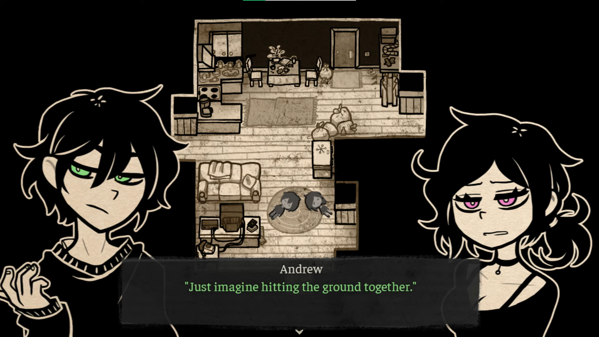 „Just imagine hitting the ground together. And with such force our bodies turn into a pile of gory mush. Never to be separated. Our remains would get so tangled up they’d have to burry us together in the same coffin”. The Coffin of Andy and Leyley, 9Kit Studio, 2023. - „To obrzydliwe! Nie mogę przestać oglądać!” Jak chorobliwa ciekawość ciągnie nas do mocnych treści? - dokument - 2024-02-26
