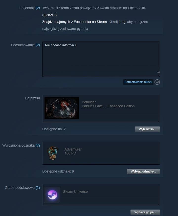 Steam daje wiele możliwości edycji naszego profilu. - 2019-04-15