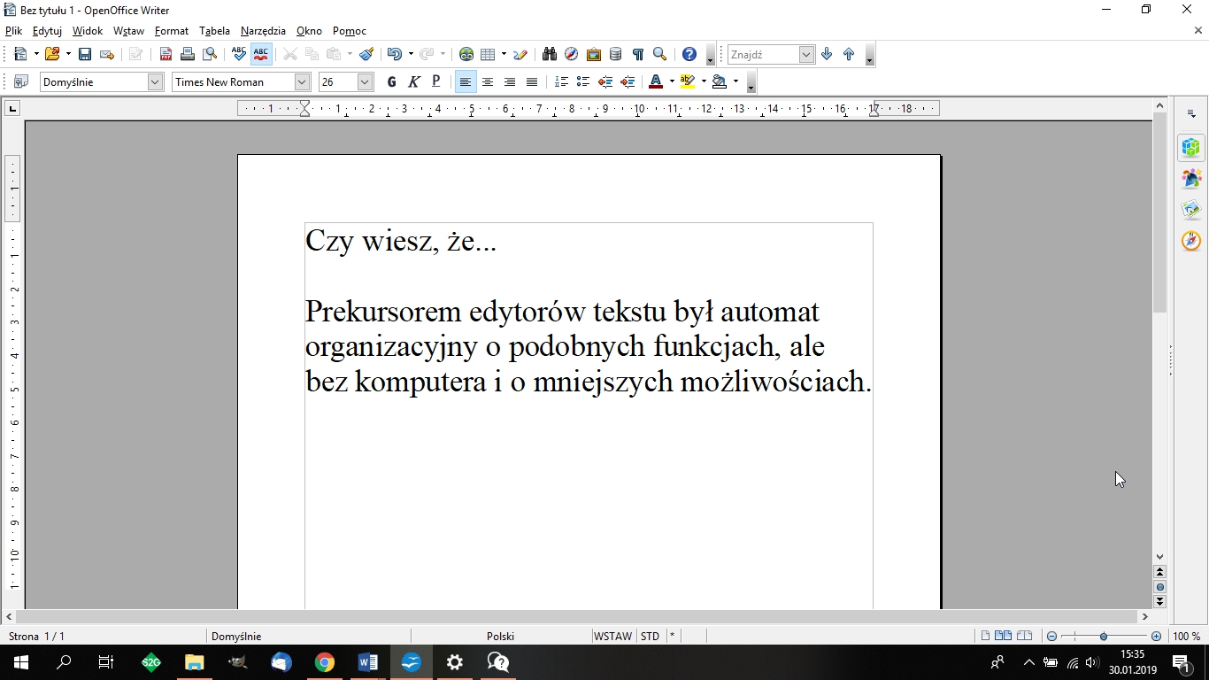 Wygląd edytora tekstu od OpenOffice - 2019-03-04