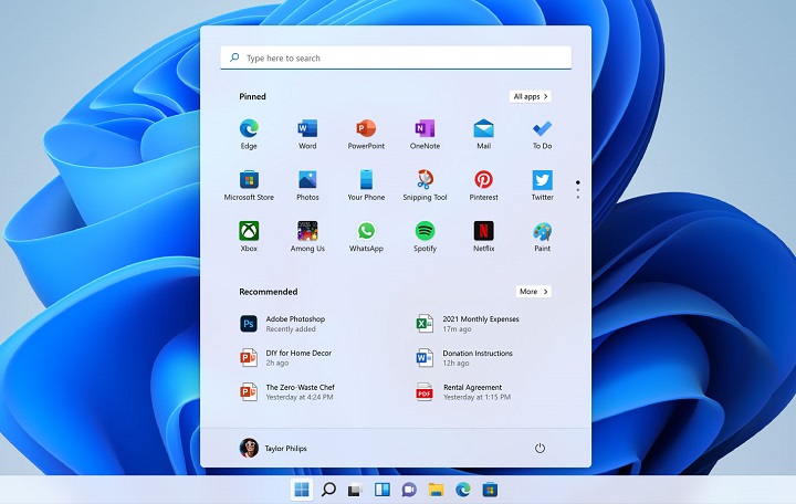 Mamy dobrą wiadomość dla tradycjonalistów. Lokalizację przycisku Start da się zmienić. - Windows 11 - wszystko co trzeba o nim wiedzieć. Kiedy premiera i jaka jest cena? - dokument - 2022-05-31