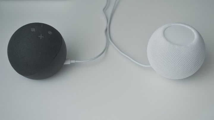 Każdy z modeli wymaga nieco walki z okablowaniem, by je ukryć. Echo Dot to wygodne przyciski fizyczne oraz wejście na 3.5mm jacka. - Amazon Alexa kontra Siri od Apple - co smart asystentki potrafią w polskim smart mieszkaniu - dokument - 2022-08-04