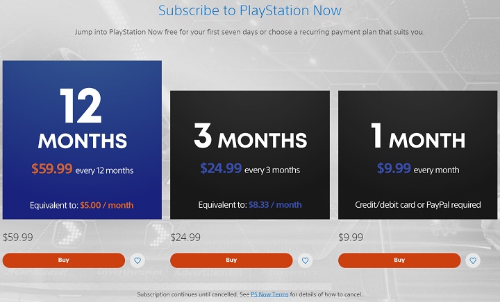 Tak wygląda cennik PS Now. W przeliczeniu na złotówki jest to 227 zł za rok, 95 zł za 3 miesiące i 38 zł za miesiąc. W sumie nie ma tragedii. Źródło: playstation.com - PS6 nigdy nie powstanie? PlayStation 5 może być ostatnią konsolą Sony - dokument - 2021-05-19