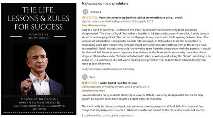 Amazon.com to pierwsza „księgarnia”, w której użytkownicy mogli zamieszczać własne recenzje (nie tylko te pozytywne) wybranych pozycji. - Od czego zaczynał Jeff Bezos? Początki Amazona - dokument - 2021-11-24