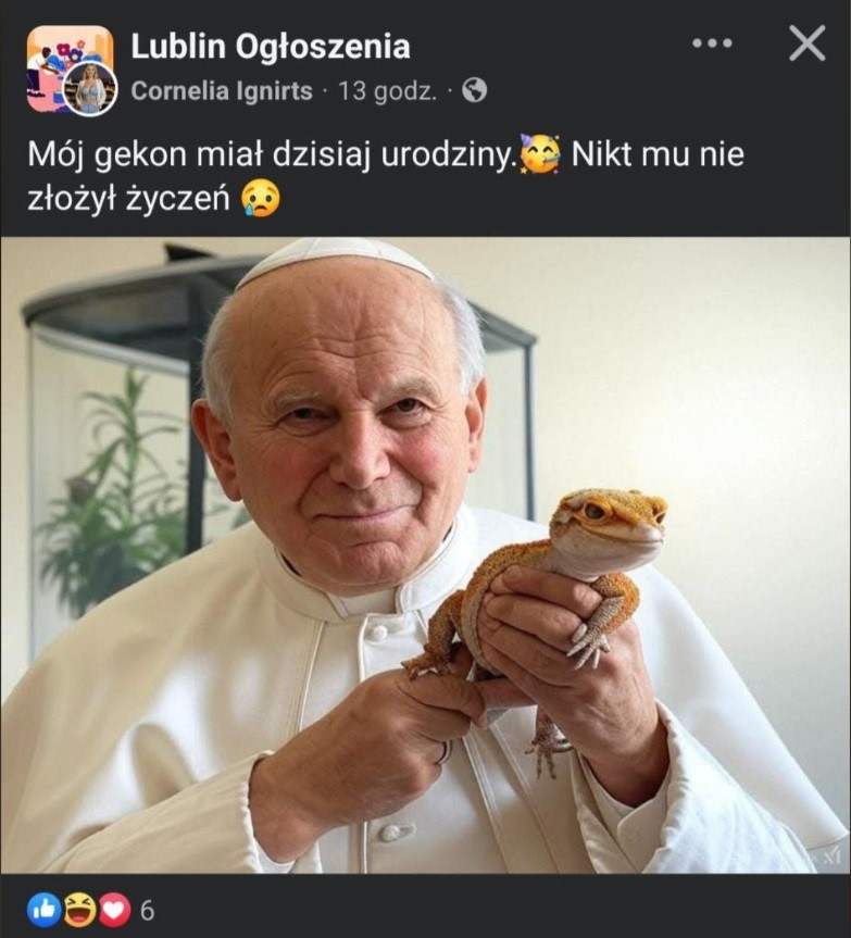 Warto zwrócić uwagę na kolor twarzy gekona. - Innego końca sieci nie będzie. Teoria martwego internetu - dokument - 2025-04-18