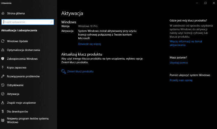 W Windows 10 z menu ustawień „Aktualizacja i zabezpieczenia” wybieramy pozycję „Aktywacja”, następnie wybieramy „Zmień klucz produktu”. W Windows 11 wchodzimy w „Ustawienia”>”System”>”Aktywacja”. - Jak zainstalować Windows 10 i Windows 11 z pendrive USB - dokument - 2022-07-29