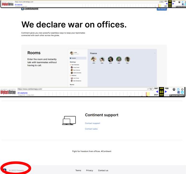 Zrzuty wykonane dzięki Wayback Machine; źródło: Continent