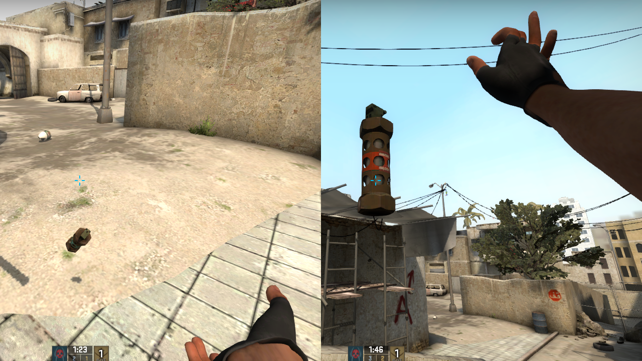 Po lewej stronie widać rzucanie na krótki dystans, zaś po prawej – na długi. - 2016-01-08