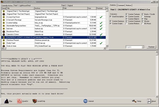 Thief: The Dark Project mod DarkLoader v4.3.final