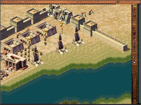 Reszta odbywać się będzie podobnie jak w poprzednich misjach: zrównoważony rozwój, wybijanie hien, kopanie złota oraz odpowiednie zaopatrzenie w żywność - Faraon: Semna (misja 21 - wersja wojenna) - Faraon - poradnik do gry