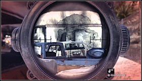 Dwaj następni przeciwnicy, którymi musisz się szybko zająć to snajper na dachu lewego budynku #1 oraz wartownik rozstawiony po prawej stronie #2 - Diwaniya, Irak (2) | Opis przejścia | Tom Clancys Splinter Cell Conviction - Tom Clancys Splinter Cell: Conviction - poradnik do gry