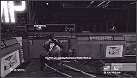 Zeskocz na dół i ostrożnie zbliż się do schodów prowadzących na wyższy balkonik #1 - Laboratoria White Box (5) | Opis przejścia - Tom Clancys Splinter Cell: Conviction - poradnik do gry