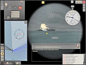 Czerwona wskazówka na tarczy chronometru (po odpaleniu cygara) wskazuje przewidywany punkt w czasie, w którym torpeda powinna trafić cel. - Torpedowanie automatyczne | Torpedowanie łajb | Silent Hunter 5 Bitwa o Atlantyk - Silent Hunter 5: Bitwa o Atlantyk - poradnik do gry