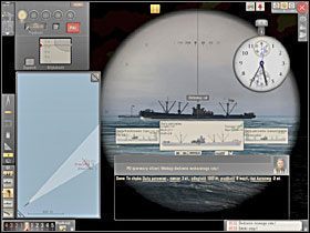 Po 60 sekundach ponownie szacujemy stadimetrem odległość, odmierzamy ją linijką na mapie i stawiamy kolejny znacznik na końcu wykreślonej kreski. - Wyliczenie kursu i prędkości | Torpedowanie łajb | Silent Hunter 5 - Silent Hunter 5: Bitwa o Atlantyk - poradnik do gry
