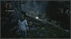 Kolejna strona leży na przewróconym drzewie, znajdziesz ją tuż przed wejściem do składu drewna - Alan Wake: Strony maszynopisu Odc. 1, Koszmar - lokacje, znajdźki - Alan Wake - poradnik do gry