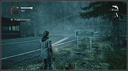 Przeczytaj tablicę umieszczoną koło mostu, przy asfaltowej drodze - Alan Wake: Notatki, Bright Falls - lokacje, znajdźki - Alan Wake - poradnik do gry