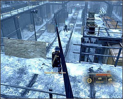 Wariant cichy: Jeżeli nie chcesz atakować przeciwników to powinieneś pozostać na górnych balkonikach i przemieszczać się zgodnie z ruchem wskazówek zegara - Weapon Shipments - Opis przejścia (2) | Moskwa | Alpha Protocol - Alpha Protocol - poradnik do gry