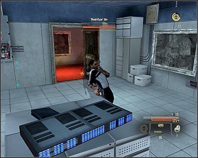 Przejdź ostrożnie pod kamerą bezpieczeństwa i skieruj się do drzwi prowadzących do pomieszczenia z Jinem (M15, 5) - Triad HQ - Opis przejścia (1) | Tajpej | Alpha Protocol - Alpha Protocol - poradnik do gry