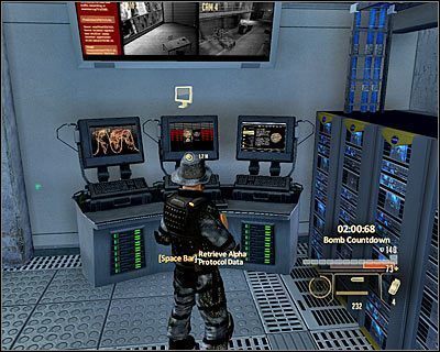 Zauważ, że pokonanie Marburga nie doprowadziło do zatrzymania odliczania, tak więc musisz w zapasie pozostawić sobie co najmniej jedną minutę - Alpha Protocol - Opis przejścia (3) | Finał | Alpha Protocol - Alpha Protocol - poradnik do gry
