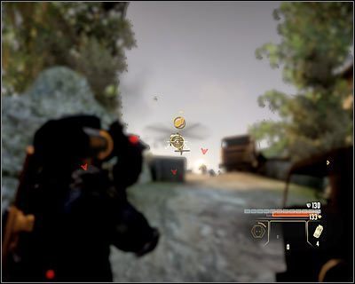 Do niszczenia śmigłowca mógłbyś oczywiście używać standardowych broni, ale o wiele lepiej jest rozglądać za porozmieszczanymi po całej tej okolicy wyrzutniami rakiet (M21B, 8) - Alpha Protocol - Opis przejścia (5) | Finał | Alpha Protocol - Alpha Protocol - poradnik do gry