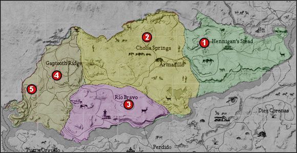 1 - Kryjówki gangów i łowca nagród | Mapy | Red Dead Redemption - Red Dead Redemption - poradnik do gry