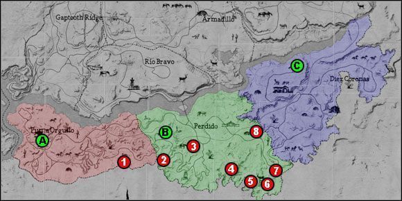 1 - Kryjówki gangów i łowca nagród | Mapy | Red Dead Redemption - Red Dead Redemption - poradnik do gry