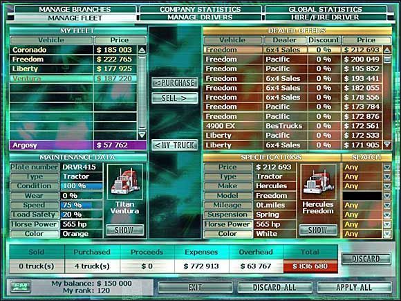 Ekran kupowania ciężarówek. - Zarządzanie firmą (1) | Garść porad | RignRoll Tirowiec - RignRoll: Tirowiec - poradnik do gry