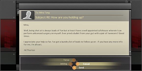 Oprócz odbywania z Miną bezpośrednich rozmów warto także odpisywać na podsyłane przez nią co jakiś czas e-maile - Romanse (2) | NPC | Alpha Protocol - Alpha Protocol - poradnik do gry