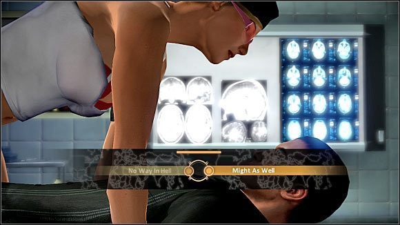 Nadal wybieraj opcje stylu agresywnego, a na sam koniec zgódź się na to by zostać przez SIE wykorzystanym (screen) - Romanse (3) | NPC | Alpha Protocol - Alpha Protocol - poradnik do gry