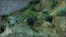 Po dotarciu na miejsce podejdź do przepaści, kierując się w lewą stronę sukcesywnie, acz powoli, ześlizguj się na niższe party - Treasure Hunter | Wyzwania | Osiągnięcia | Red Dead Redemption - Red Dead Redemption - poradnik do gry