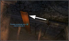 Najpierw przebiegnij po ścianie by chwycić się szpary, potem zacznij przesuwać w lewo, a następnie znowu przebiegnij po ścianie w lewo - Blanki | Opis przejścia Prince of Persia Zapomniane Piaski - Prince of Persia: Zapomniane Piaski - poradnik do gry