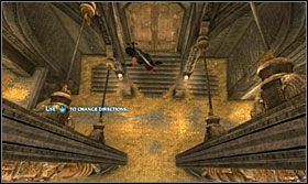 Po złapaniu się pierwszego drążka rozbujaj się i przeskocz na następny po prawej stronie - Skarbiec | Opis przejścia Prince of Persia Zapomniane Piaski - Prince of Persia: Zapomniane Piaski - poradnik do gry
