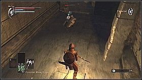 Przeniesiemy się do nowego obszaru - tutaj podążamy przed siebie posadzką i później drewnianą platformą, trzymając się lewej ściany i wybijając wrogów - Demons Souls: Journey to the Nexus - solucja, opis przejścia - Demons Souls - poradnik do gry