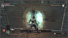 Wybiegamy na chwile na zewnątrz i zgarniamy przedmioty, które wcześniej zrzuciliśmy z balkonu - w tym Jade Hair Ornament (później oddamy go Stockpile Thomasowi - dostaniemy za to pierścień) oraz słabą zbroję (Old Ragged Robes , Old Ragged Gloves , Old Ragged Boots ) - Demons Souls: Boletarian Palace (2) - solucja, opis przejścia - Demons Souls - poradnik do gry