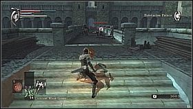 Po wyczyszczeniu najbliższej części mostu (smok nieopatrznie nam w tym pomoże), musimy zdecydować się na poważny czyn - przebiec resztę długości (pełną wrogów), gdy smoka nad nim nie będzie - Demons Souls: Boletarian Palace (4) - solucja, opis przejścia - Demons Souls - poradnik do gry