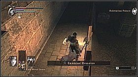 Teraz cofamy się nieco i szukamy schodków na podest biegnący wzdłuż ściany (z balustradą) - Demons Souls: Boletarian Palace - Phalanx Archstone (1) - solucja - Demons Souls - poradnik do gry