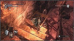 Na końcu dolnej części ścieżki bronionej przez ogniste robale znajdziemy dwa Shardy of Dragonstone - Demons Souls: Armor Spider Archstone - Lewy korytarz (2) - solucja - Demons Souls - poradnik do gry