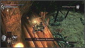 Na platformie przy której pierwszy raz zobaczymy drabiny rozglądamy się - po jednej stronie jest zejście na dół, po drugiej wejście do góry - Demons Souls: Armor Spider Archstone - Prawy korytarz - solucja, opis przejścia - Demons Souls - poradnik do gry