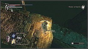 Na pierwszej okrągłej platformie zobaczymy dziwne klatki - na razie je ignorujemy i skręcamy w prawo, w stronę kolorowych flar - Demons Souls: Fools Idol Archstone (1) - solucja, opis przejścia - Demons Souls - poradnik do gry