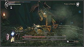 Od czasu do czasu przeciwnik odleci daleko - to doskonały moment na podleczenie się - Demons Souls: Maneater - solucja, opis przejścia - Demons Souls - poradnik do gry