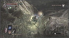 Obracając się przed drzewem w prawo podchodzimy do skarpy - na dole zobaczymy [CRYSTAL LIZARD /GECKO ] i Stone of Ephemeral Eyes - Demons Souls: Shrine of Storms (2) - solucja, opis przejścia - Demons Souls - poradnik do gry