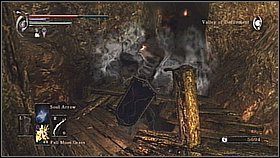 Po zakończeniu eskapad wracamy do górnego poziomu konstrukcji drewnianych i przechodzimy koło dwóch płonących pochodni - Demons Souls: Leechmonger Archstone (2) - solucja, opis przejścia - Demons Souls - poradnik do gry