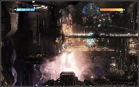 Kiedy ten zacznie ostrzeliwać cię wielkimi ładunkami wybuchowymi [1], niszcz je przy pomocy karabinu - - Część 8 - Do rdzenia (2) - Opis przejścia - Transformers: Wojna o Cybertron - poradnik do gry