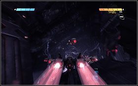 Zacznij lecieć przed siebie, starając się nie wlatywać we fioletową wiązkę lasera [1] - - Część 9 - Atak powietrzny (1) - Opis przejścia - Transformers: Wojna o Cybertron - poradnik do gry