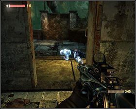 Po zebraniu wszystkie strzelamy do kłódki na drzwiach [1] i ruszamy dalej - - Dzielnica Robotnicza (9) | Opis przejścia Singularity - Singularity - poradnik do gry